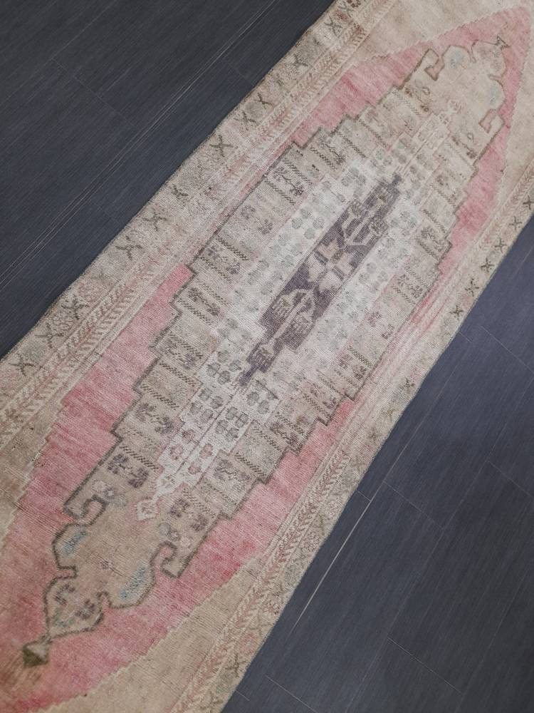 Staircase Runner Rug 2.7 x 12.2 Vintage Turkish Runner Oriental Runner Oushak Runner Rug