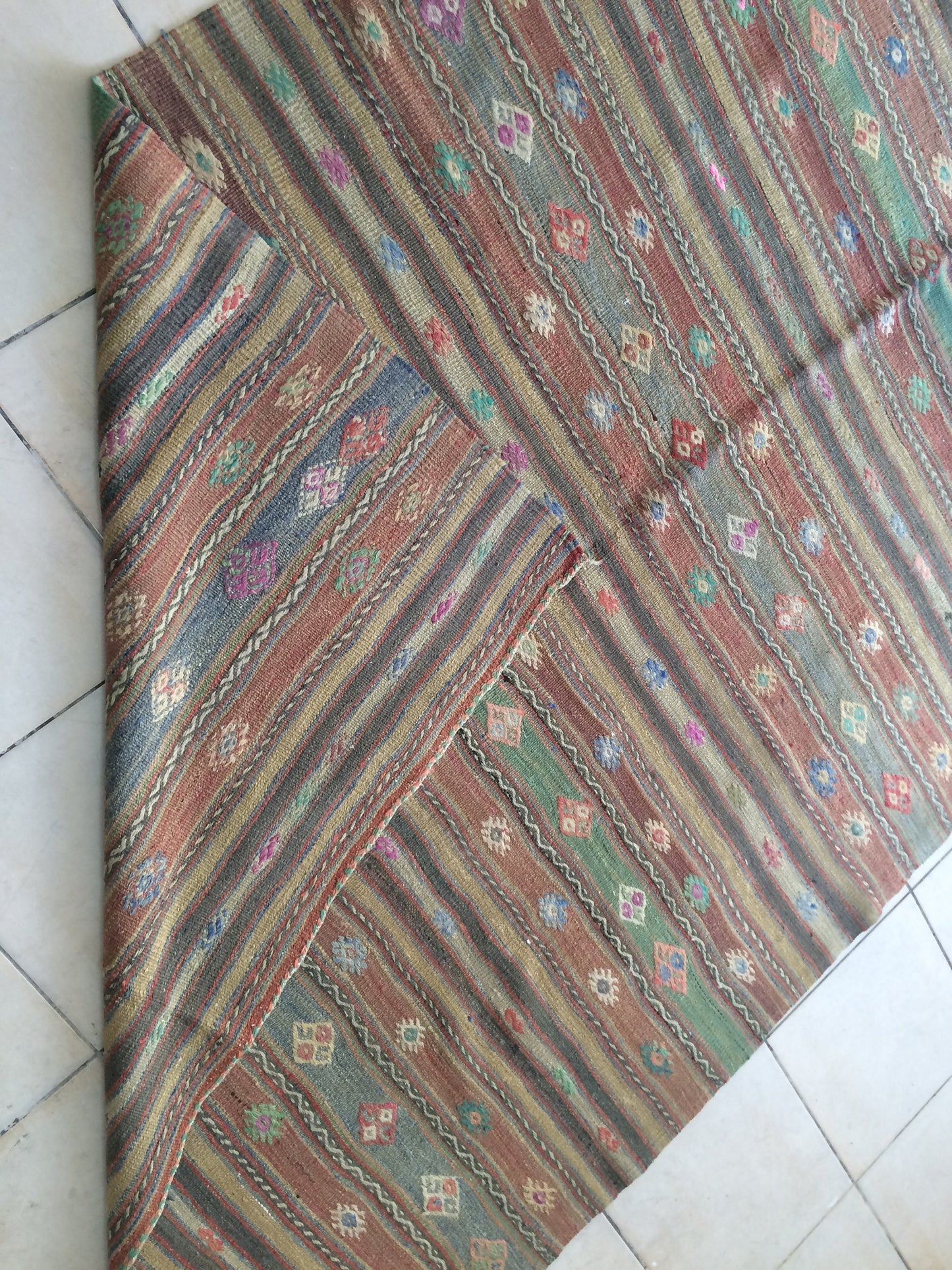 5 x 7 Flat Woven OUSHAK RUG TURKISH Flatweave Oushak Rug Vintage Oushak Runner Rug Vintage Runner Rug Wool Oushak Rug Hand Made Rugs