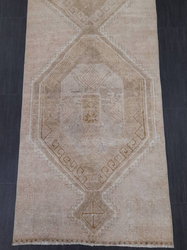Neutral Vintage Runner Rug 2.6 x 11 Muted Turkish Runner Rug Vintage Runner Rug Hallway Runner Rug Kitchen Runner Rug Hallway Runner Rug