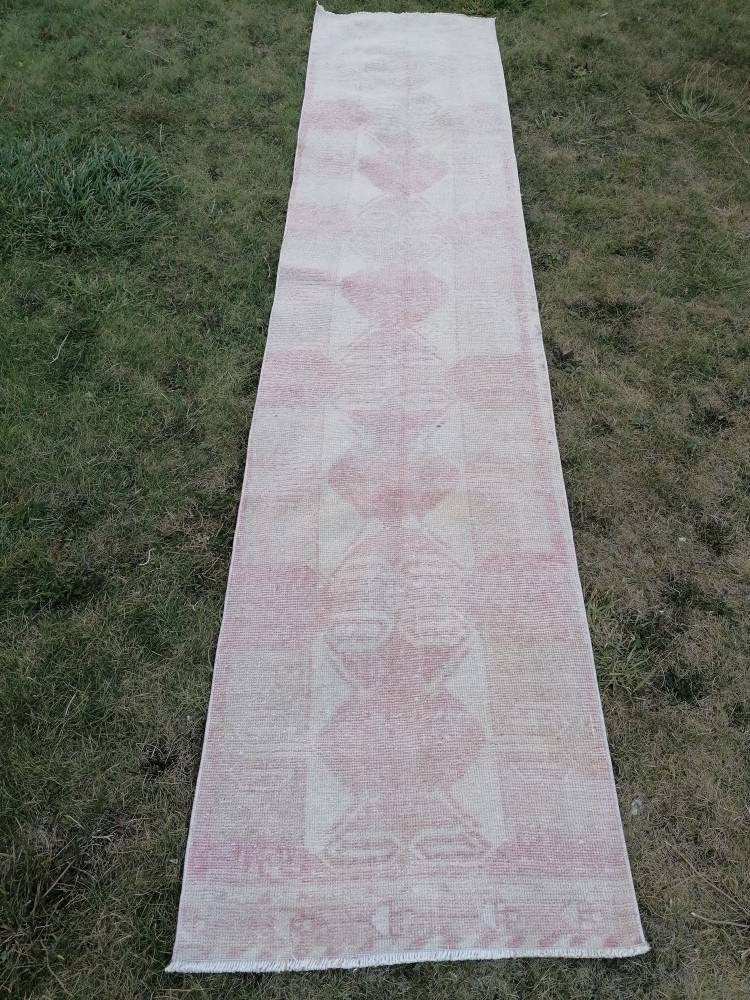 Muted runner rug vintage runner rug turkish runner 2'7x 11'10 muted  wool runner rug vintage oriental runner art runner rug