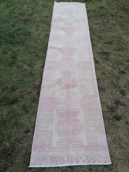Muted runner rug vintage runner rug turkish runner 2'7x 11'10 muted  wool runner rug vintage oriental runner art runner rug