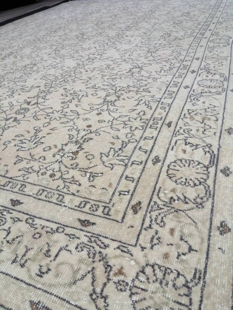 8.3 x 12.4 Large OUSHAK RUG, TURKISH Oushak Rug, Vintage Rug, Vintage Persian Rug, Wool Oriental Rug, Handmade Rug, 9x12 Vintage Muted Rug