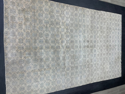 Muted RUG TURKISH 7.4 x 12 Rug Vintage Rug Natural Wool Oushak Rug Handmade Persian Rugs Vintage Turkish Rug Neutral Oriental rug