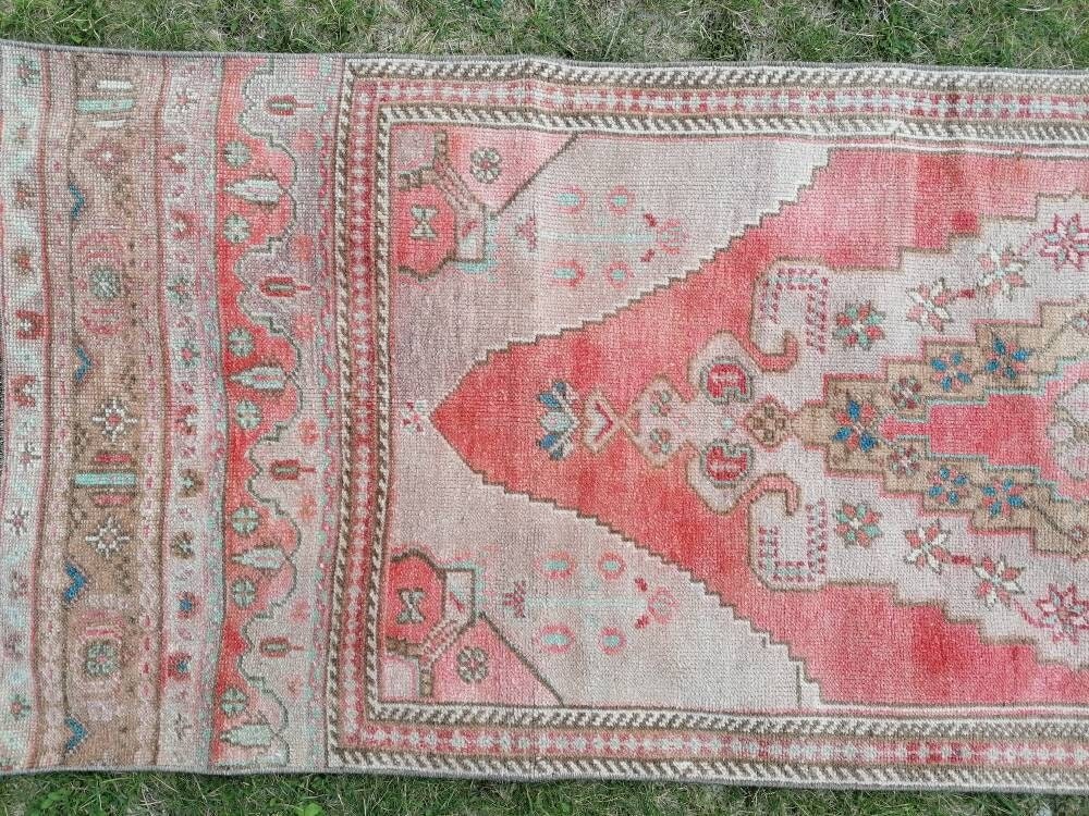 2'7x8'2 wool oushak runner rug hallway handmade runner, vintage runner rug turkish runner rug kitchen runner