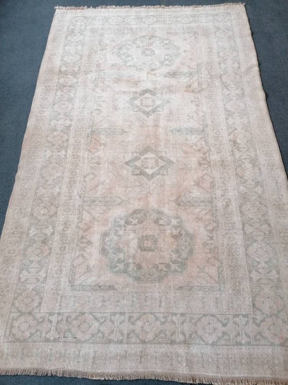 Oushak wool rug, muted large vintage rug 5'4x8'8 turkish hand made rug, bohemian rug