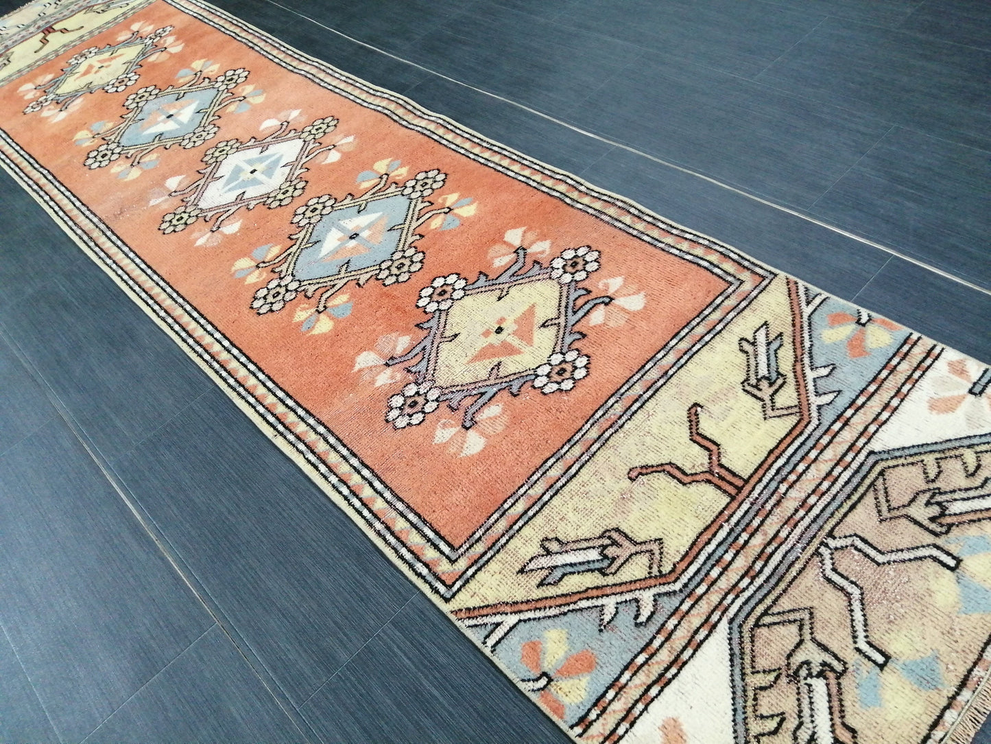 8.8 x 2  Vintage Runner Rug Hallway Runner Rug Kitchen Runner Rug Wool Runner Rug Wool Oushak Runner