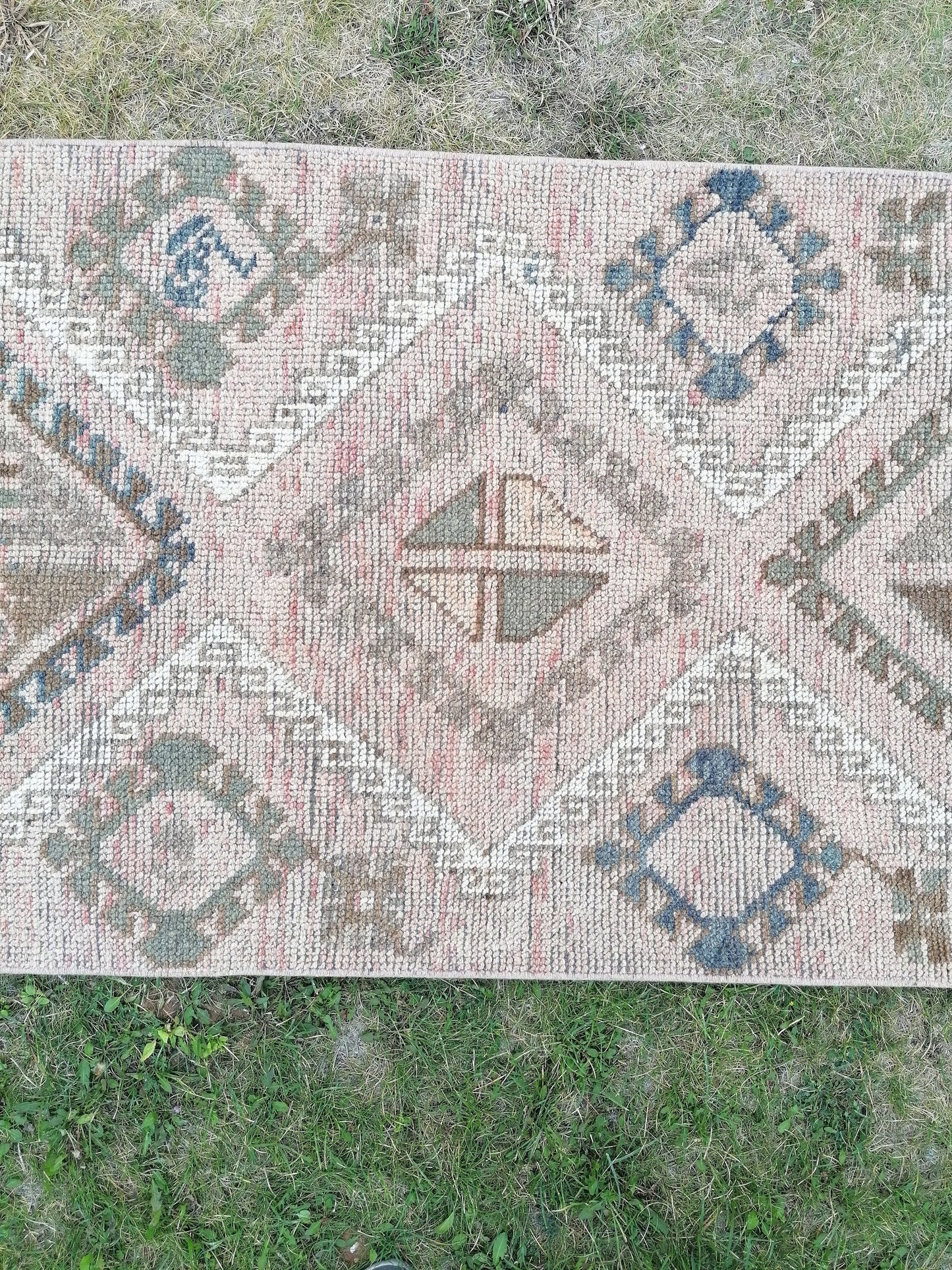 3x11 long persian motif runner rug, handmade wool brown entryway runner, turkish anatolian runner, kitchen oushak runner,vintage hallway rug