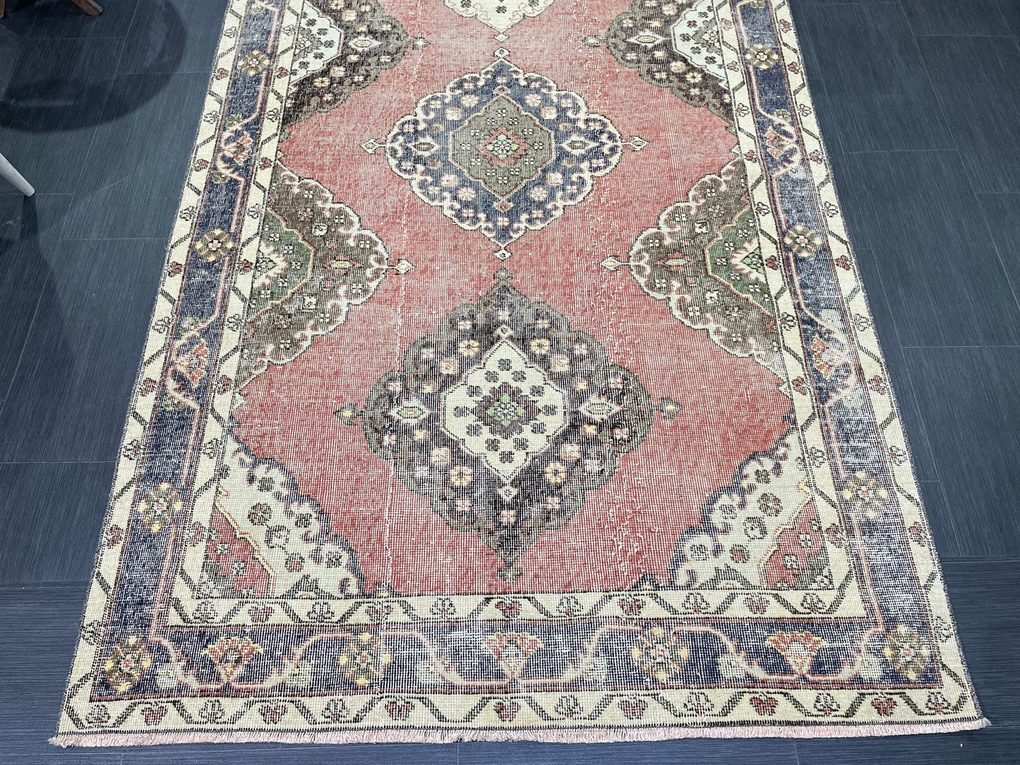 Wool Hand Knotted Runner Rug, Turkish 4.6 x 12.4 Runner Rug, Vintage Runner Rug, Hallway Runner Rug Kitchen Runner Rug, Oushak  Runner Rug