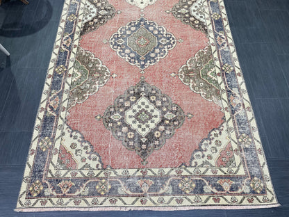 Wool Hand Knotted Runner Rug, Turkish 4.6 x 12.4 Runner Rug, Vintage Runner Rug, Hallway Runner Rug Kitchen Runner Rug, Oushak  Runner Rug