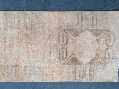 11'x2'5 turkish runner rug, vintage runner rug, vintage oushak runner rug, hallway runner, kitchen runner rug, anatolian wool runner