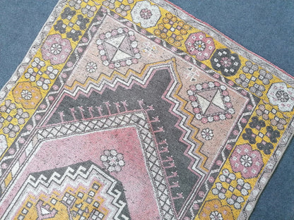 6'9x3'8 vintage turkish rug,oushak vintage rug,kitchen rug,vintage anatolian bohemian rug