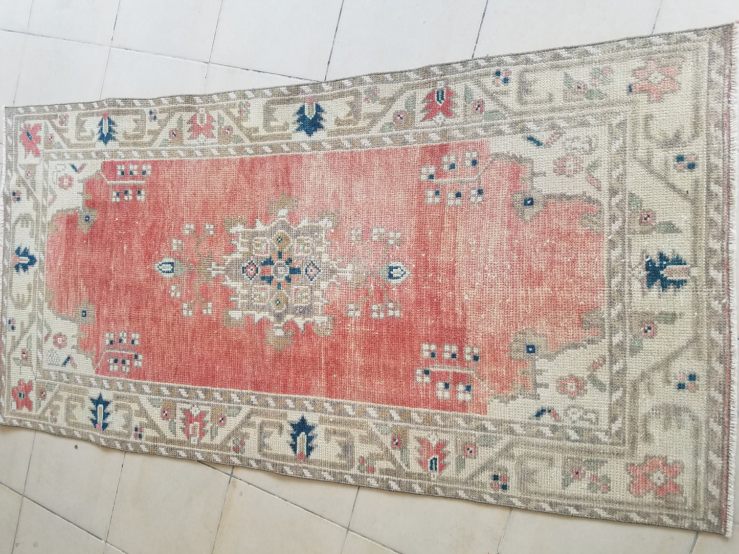 6'3x3'2 handmade vintage rug,wool area rug,