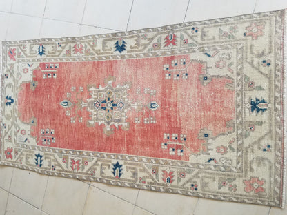 6'3x3'2 handmade vintage rug,wool area rug,