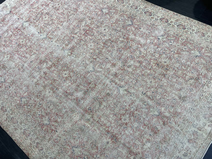 Large Distressed OUSHAK RUG, TURKISH 6.8 x 9.10 Rug Vintage Rug Vintage Persian Rug Wool Oriental Rug, Handmade Rug, Vintage Turkish Rug