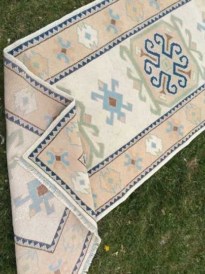 Muted Vintage Runner 3x11 Oushak RUNNER Rug, Turkish Rug, Hallway Runner Rug, Oushak Rug, Oushak Runner Rug, Wool Runner Rug, Faded Runner
