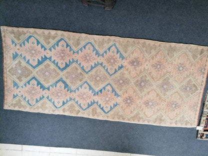 7'4x3'2 oushak turkish runner rug,turkish rug,oushak runner rug,vintage rug,kitchen runner rug,vintage oushak rug, vintage anatolian rug