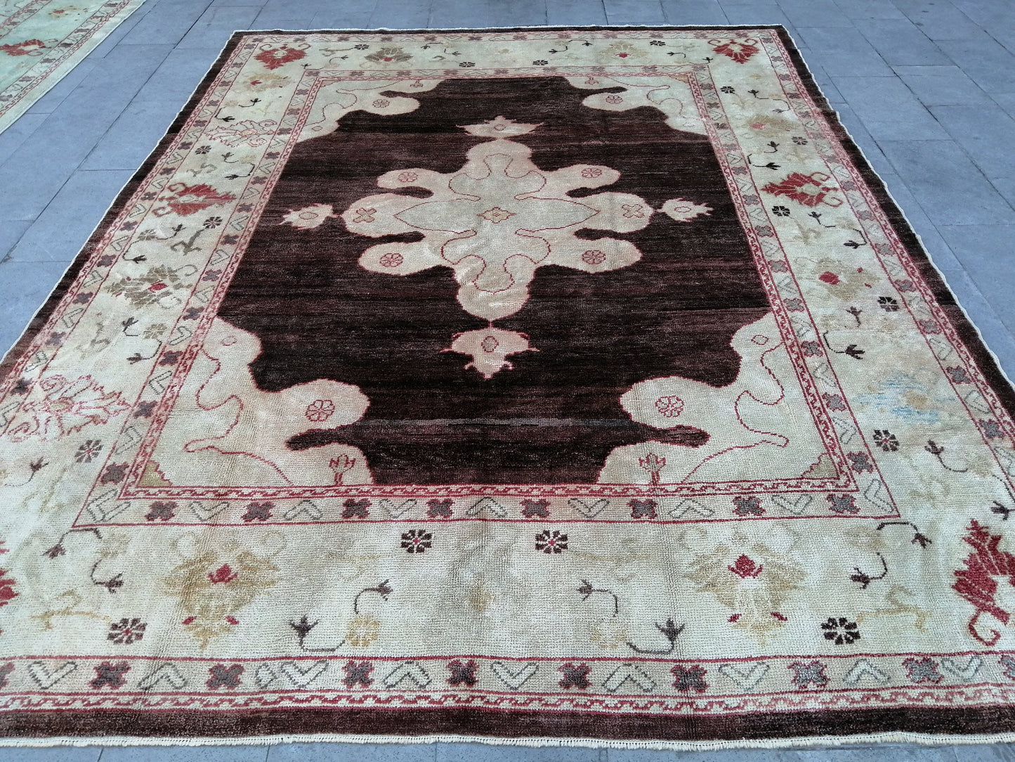 Large OUSHAK RUG, 9 x 11.8 TURKISH Oushak Rug, Vintage Oushak Rug Wool Oushak Rug Hand Made Rugs, Authentic Oushak Rug
