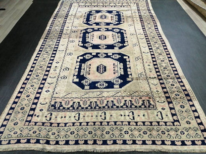 Vintage Rug, 5.7 x 9.7 Rug, Turkish Rugs, Hand Made Rug, Persian Rug  Turkish Rug, 5x10 Rug, Vintage Rug Pink and Navy Oriental Rug 6x10