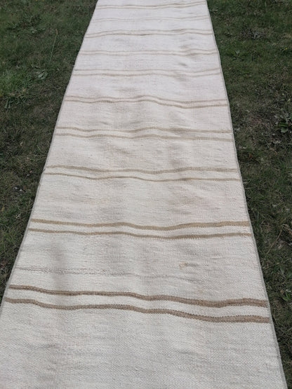 2.2x26 Neutral vintage runner rug , extra long flat woven kilim runner, oriental runner rug,  vintage handmade rug