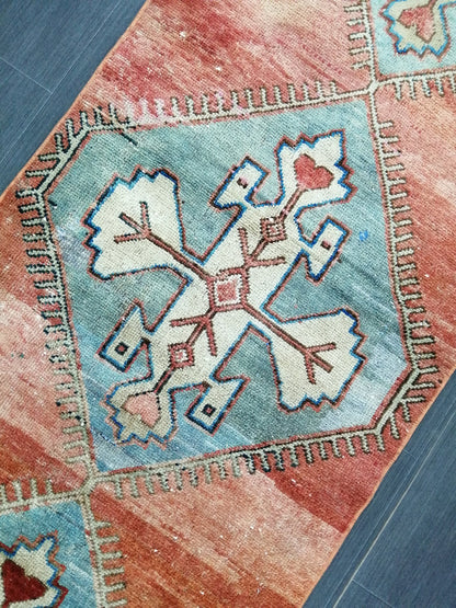 Hallway Runner Rug 9.6 x 2.2 Kitchen Runner Rug Wool Runner Rug Wool Oushak Rug Oushak Runner Rug Turkish Runner Rug Vintage Runner Rug