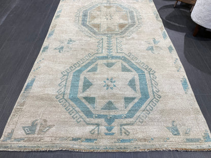 Antique Runner Rug, Vintage 3.7 x 10 Runner Rug, Persian Runner, Handmade Runner Rug, Turkish Runner Rug, Kitchen Runner, Hallway Runner