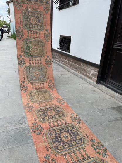 Vintage Hand Knotted 2.5 x 21.6 Extra Long Turkish Runner Very Long Stairs Runner Rug Vintage Runner Rug XL Oriental Runner Staircase Runner