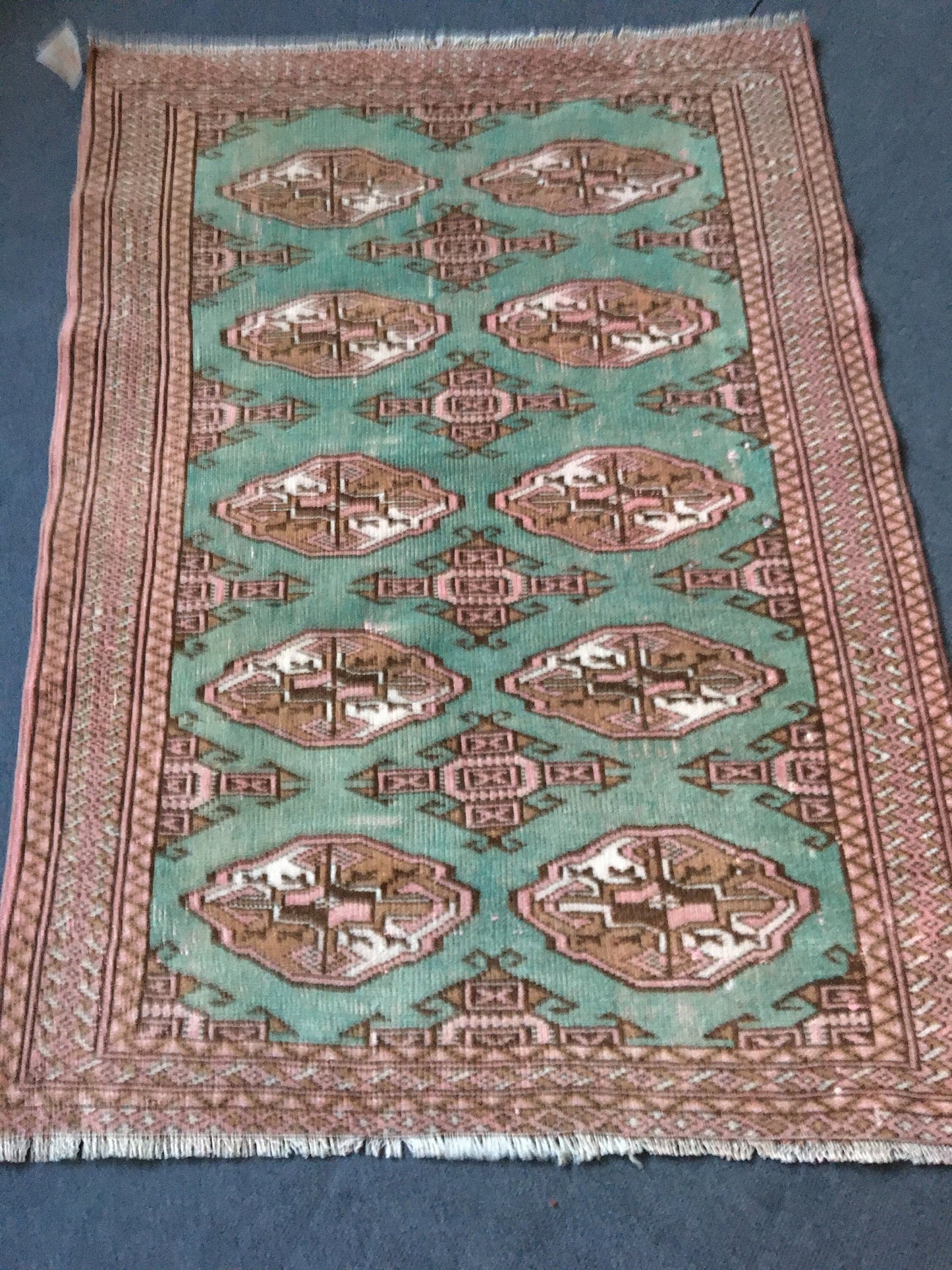 3x4 feet handmade teal persian rug - living room rug,  wool rug, bedroom floor rug, bathroom rug