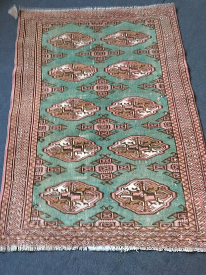 3x4 feet handmade teal persian rug - living room rug,  wool rug, bedroom floor rug, bathroom rug
