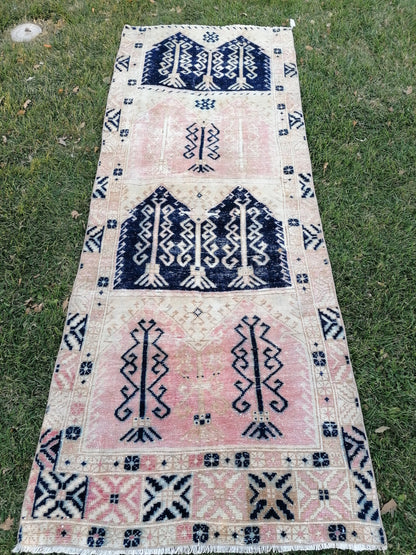 Oushak vintage rug vintage hand made rug 3'2x8'2 living room rug, area rug