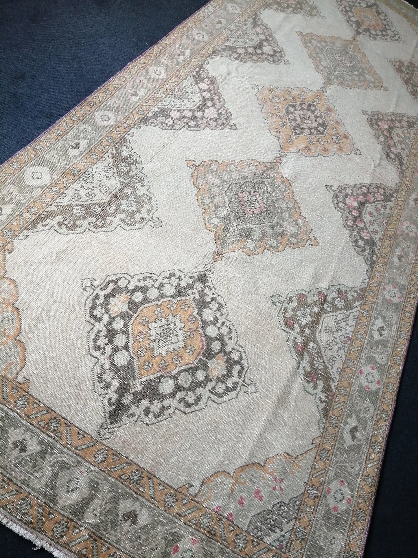 5 x 12.6 OUSHAK RUG TURKISH Muted Runner Rug Vintage Oushak Runner Rug Vintage Runner Rug Wool Oushak Rug Hand Made Rugs Vintage Turkish Rug