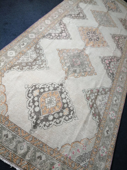 5 x 12.6 OUSHAK RUG TURKISH Muted Runner Rug Vintage Oushak Runner Rug Vintage Runner Rug Wool Oushak Rug Hand Made Rugs Vintage Turkish Rug