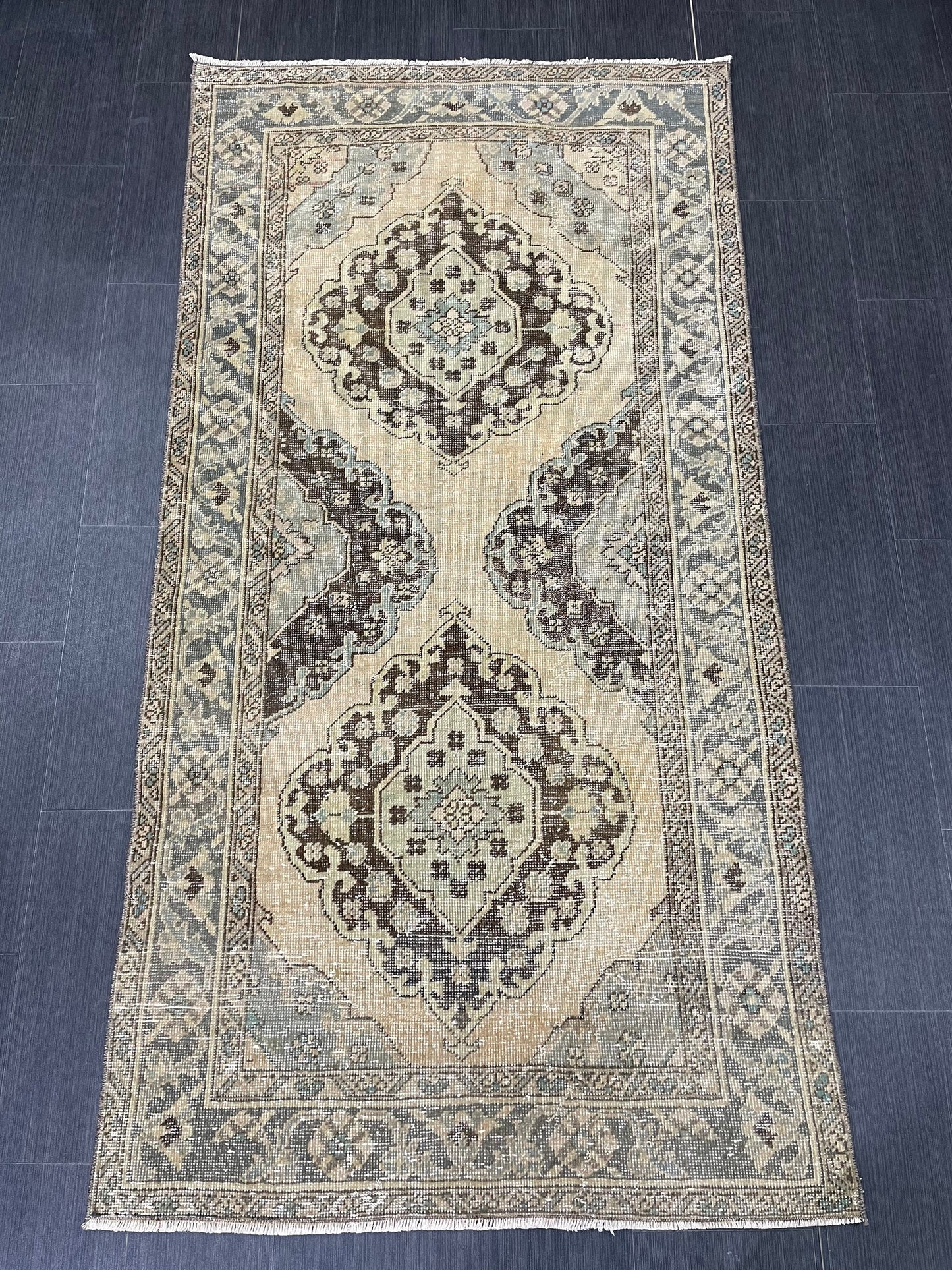 Muted Vintage 3.5 x 7 Rug Handmade Rug, Rustic Rug Hand Knotted Rug, Rug Runner, Turkish Rug, Farmhouse Rug, Vintage Rug, Wool rug