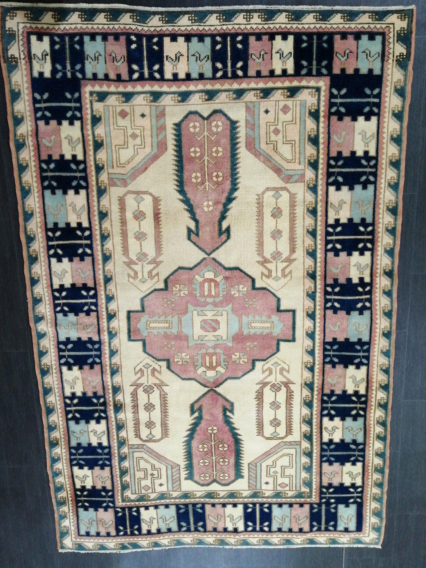 OUSHAK RUG Vintage 6.7 x 4.4 Oriental Rug High Pile Rug TURKISH Oushak Rug Vintage Wool Oushak Rug Hand Made Rugs Vintage Turkish Rug