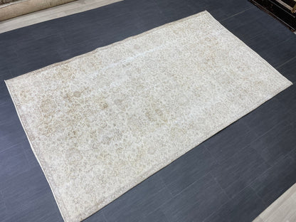 Muted Vintage Rug TURKISH Distressed Rug Vintage 5 x 8.4 Rug Oushak Rugs Muted Rug Turkish Oushak Rug, Vintage Oushak Rug Wool Rug