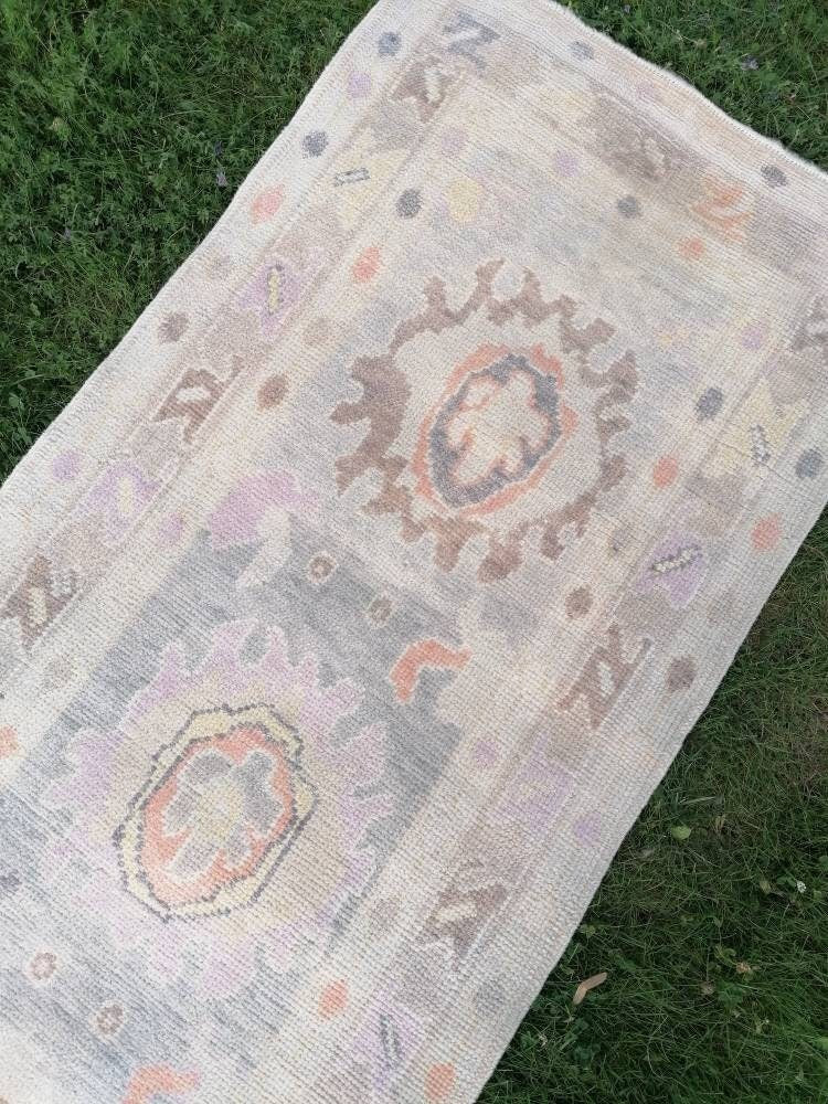 3x13 feet long oushak runner rug,turkish new production vintage oversize runner rug, hallway runner, kitchen runner, handmade wool runners