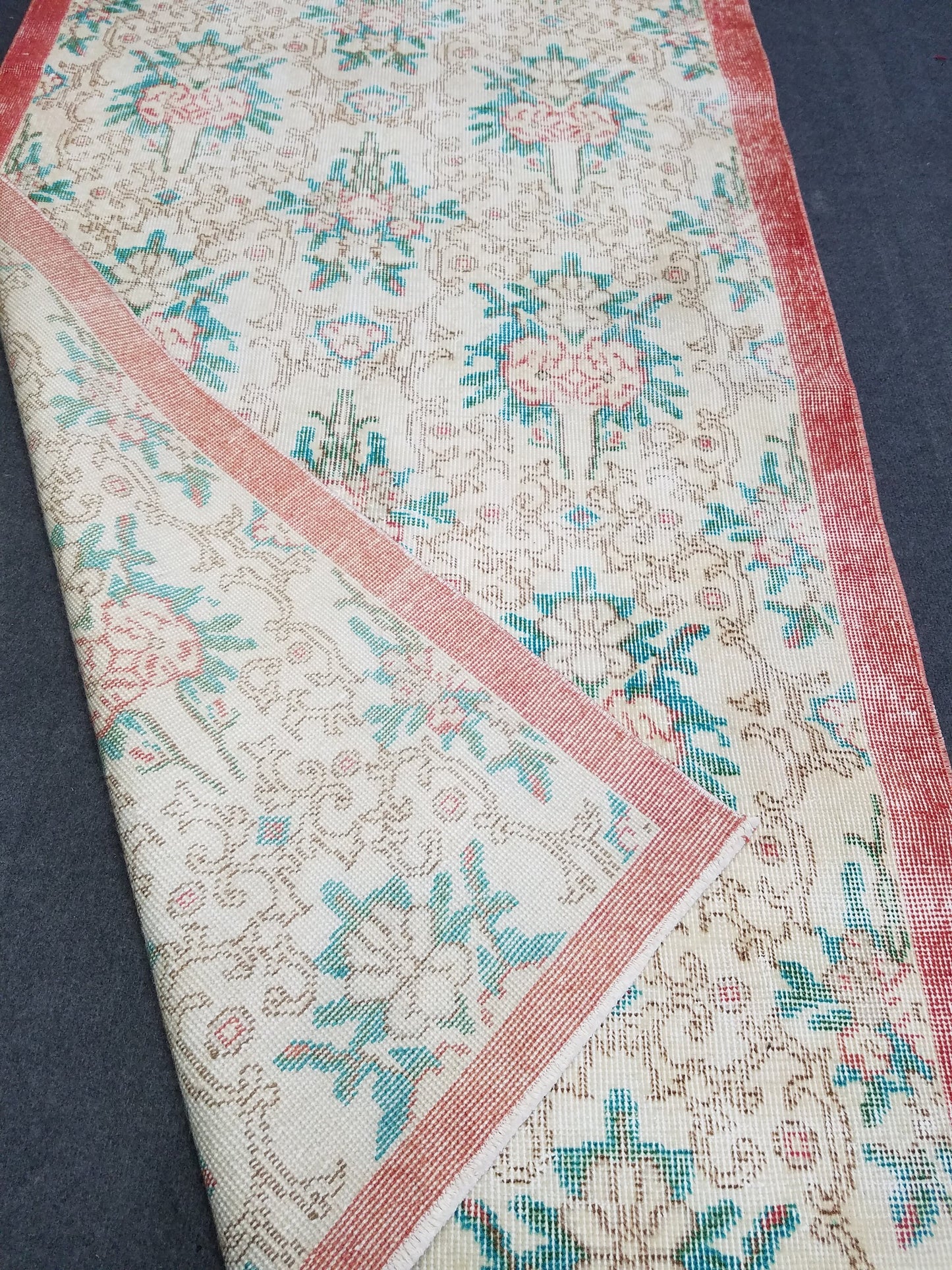 3.8 x 6.4 Oushak turkish rug, vintage rug, Distressed kitchen rug - vintage anatolian handmade rug