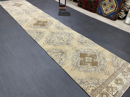 Hand Knotted Runner Rug Turkish Runner 2.7 x 13 Rug Vintage Runner Rug Hallway Runner Rug Kitchen Runner Rug Wool Runner Rug Wool Oushak Rug