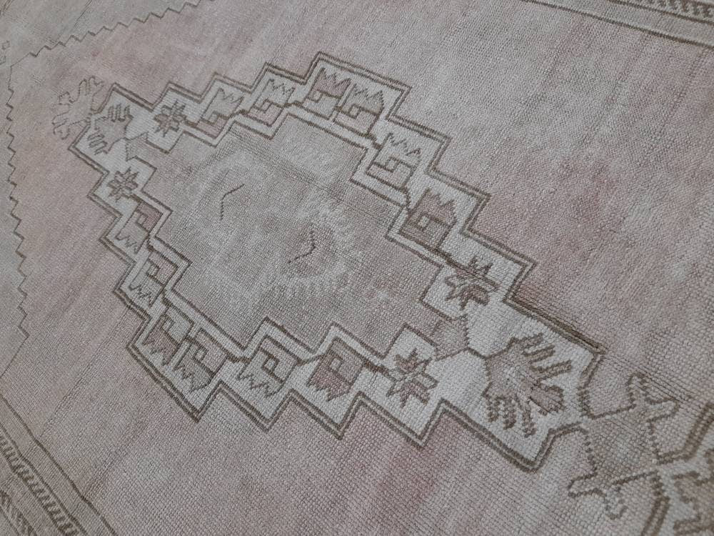 Muted Vintage RUG TURKISH Large Rug 5 x 10.8 Oushak Rug Vintage Oushak Rug Vintage Rug Muted Oushak Rug Hand Made Rug Vintage Neutral Rug