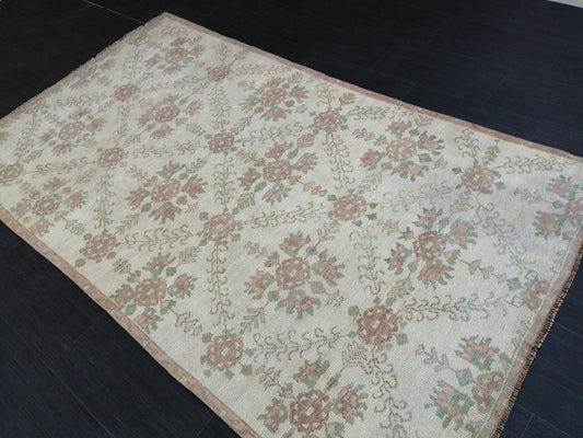 4.2 x 7.5 Muted Colors OUSHAK RUG TURKISH Oushak Rug Vintage Oushak Runner Rug Vintage Wool Oushak Rug Hand Made Rugs Vintage Turkish Rug