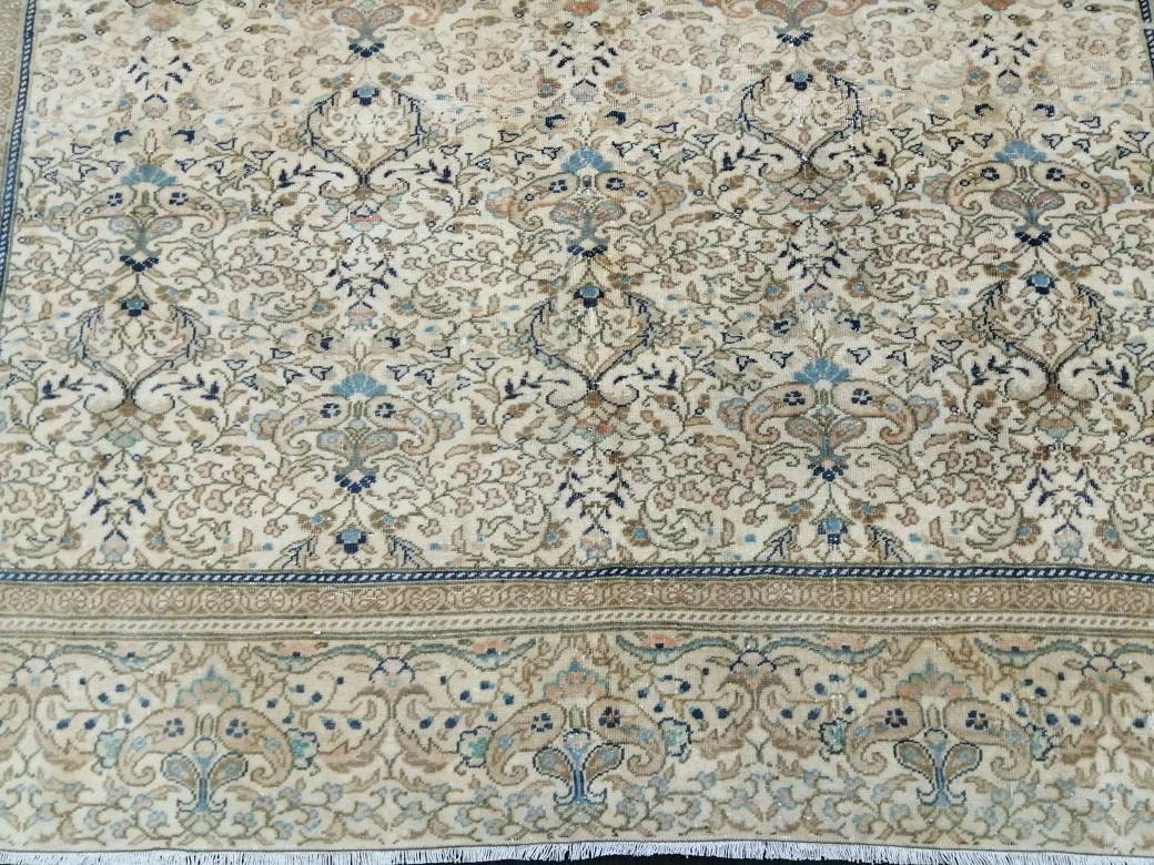 Fine Knotted OUSHAK RUG 6.2 x 9.6 TURKISH Rug Vintage Oushak Rug Vintage Oriental Rug Wool Persian Rug Hand Made Rug