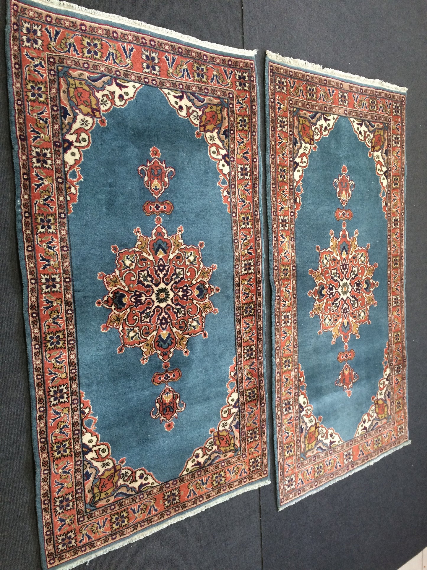 Blue Rugs, TWIN TURKISH  Runner RUG , bold colors Rug,Classic Rug,Oushak Rug, Hand woven Rug, Wool Oushak Rug, Farmhouse Rug