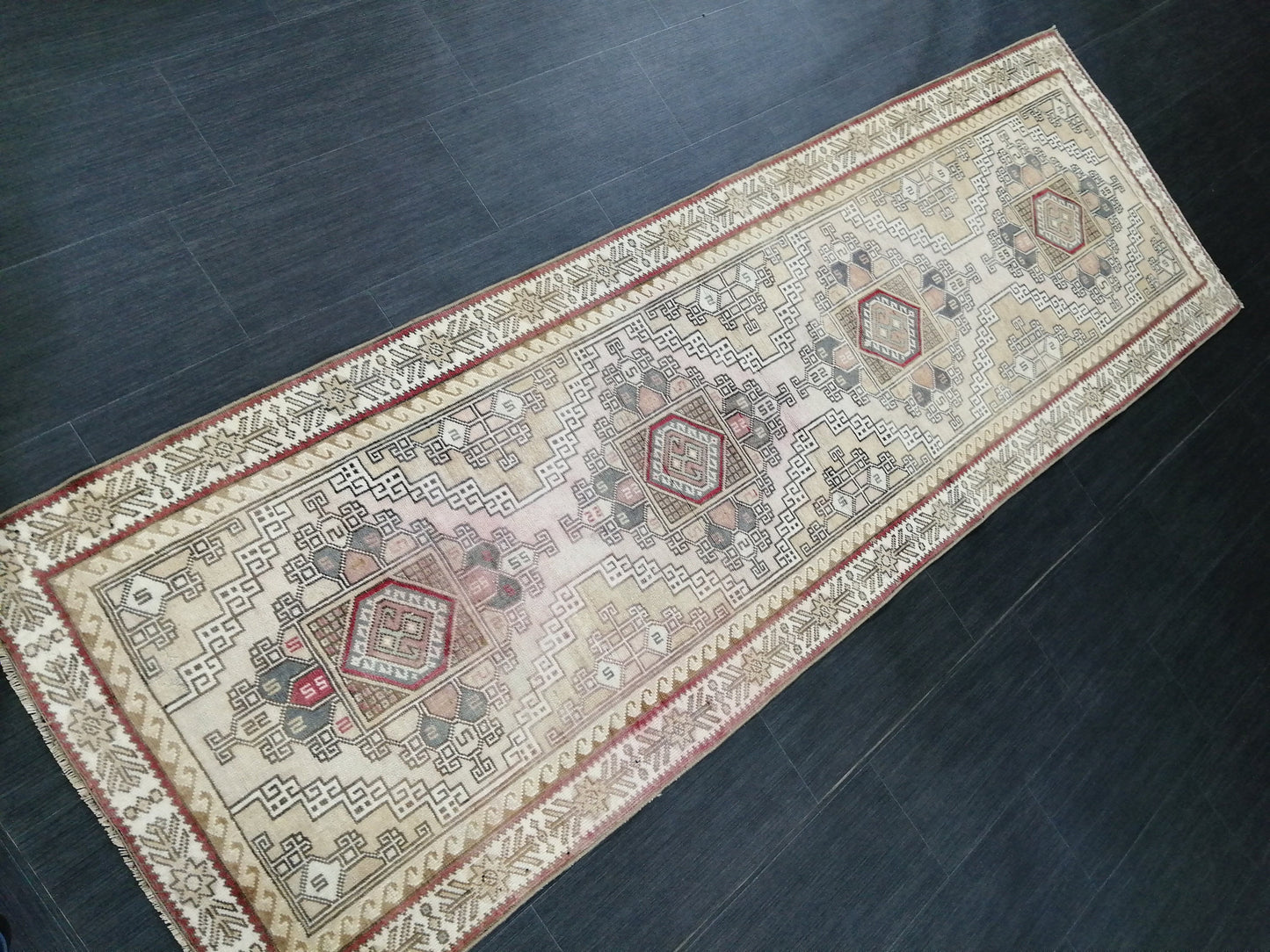 Muted Vintage Runner Rug Hallway Runner Rug 3x9 Kitchen Rug Runner Wool Runner Rug Oushak Runner Rug Turkish Runner Rug Medium Wool Pile