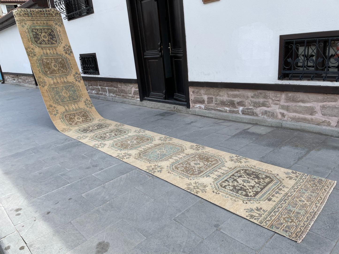 Muted Hand Knotted Extra Long Turkish Runner Very Long Stairs Runner Rug 2.8 x 20.7 Vintage Runner Rug XL Oriental Runner Staircase Runner