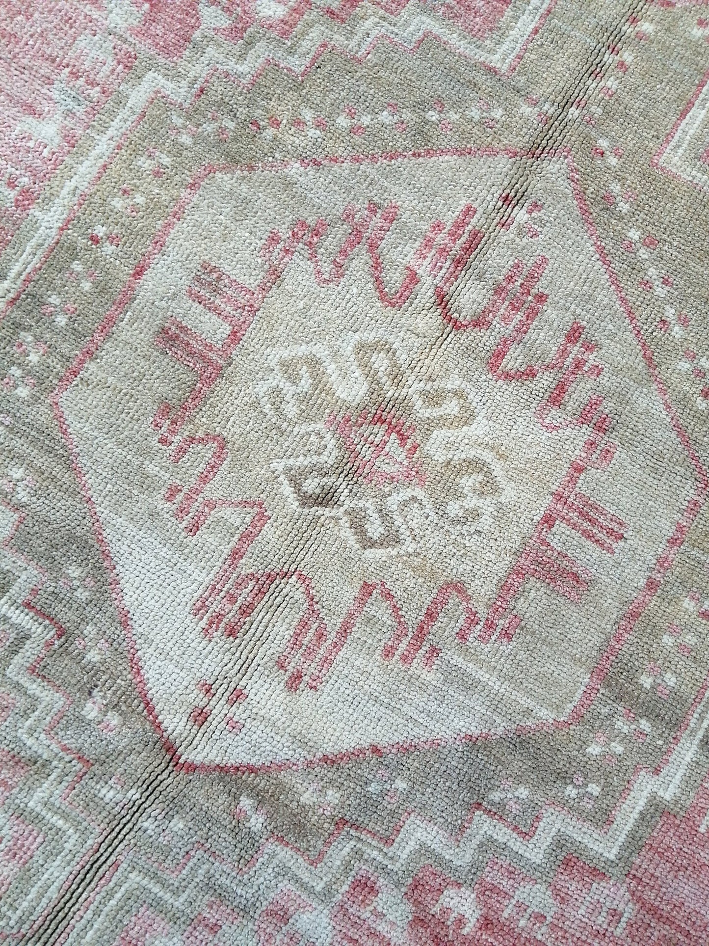 MUTED OUSHAK RUG 5x8 Faded Wool Rug, Turkish Oushak Rug, Farmhouse Rug, Vintage Rug, Oriental Rug Pink Wool rug