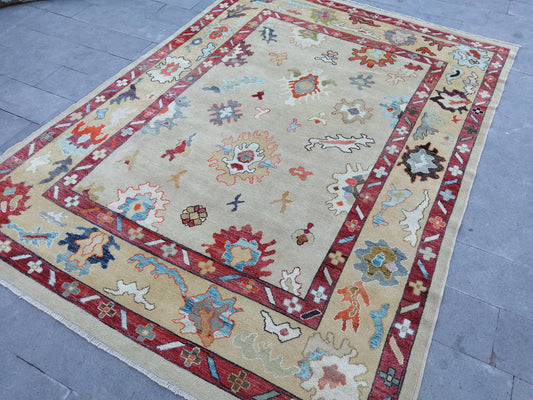 12 x 9 OUSHAK RUG, TURKISH Oushak Rug, Vintage Oushak  Rug, Rug, Wool Oushak Rug Hand Made Rugs, Made In Turkey 9x12 Oushak Rug
