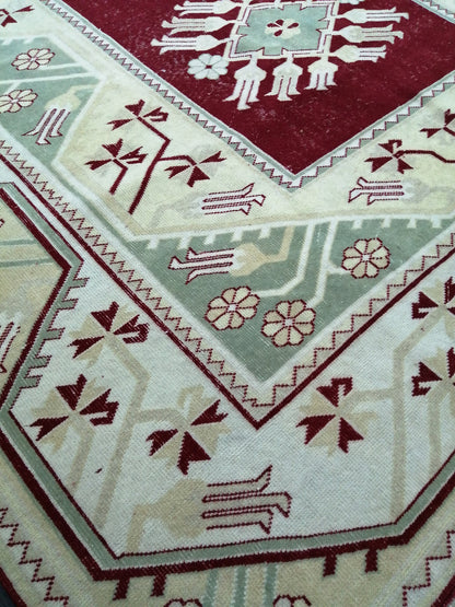 9.3 x 6.5 OUSHAK RUG TURKISH Oushak Rug Vintage Oushak Runner Rug Vintage Runner Rug Wool Oushak Rug Hand Made Rugs Vintage Turkish Rug