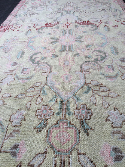Vintage Turkish Rugs, Bathroom Rug, Living Room Rug, Vanity Rug, Vintage Oushak Rug, Handmade Rug, Natural Wool Rug, Hand Knotted Rug