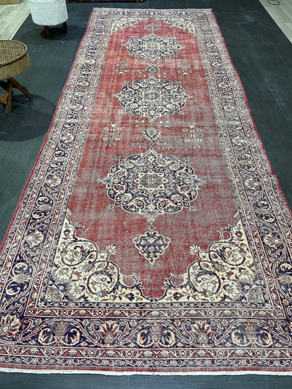 Antique Oushak Runner Rug, Turkish Runner 4.10 x 13 Rug, Vintage Runner Rug, Hallway Runner Rug, Oriental Runner Rug, Handmade Runner,