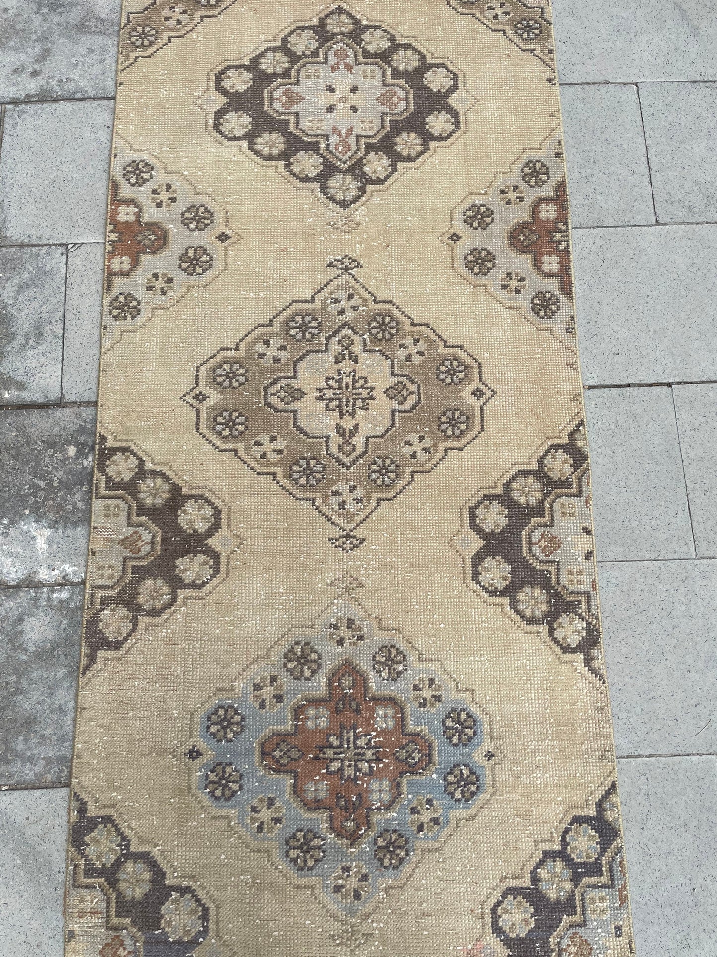 Muted Long Vintage Runner TURKISH 2.7 x 21.3 Runner Rug Handmade Runner Rug XL Oriental Runner Rug Staircase Hand Knotted Runner rug