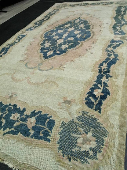 Persian Rug, Muted Vintage Rug,  5x9 Blue Turkish Rug, Wool Entryway Rug, Livingroom Rug Oushak Rug Navy Oriental Rug